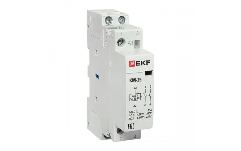 Контактор модульный КМ 25А 2NО (1 мод.) (km-1-25-20) EKF (147141)