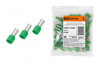 Наконечник-гильза Е6018 6мм2 с изолированным фланцем (100шт) TDM SQ0512-0005
