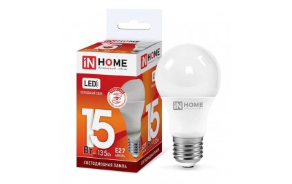 Лампа IN HOME LED-A60-VC 15Вт 230В E27 6500К 1350лм 