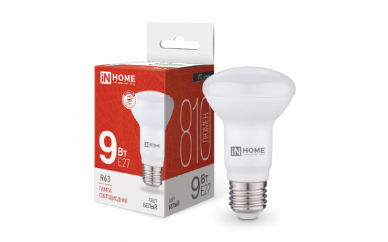 Лампа LED-R63-VC 9Вт 230В E27 4000К 720лм IN HOME (540911)