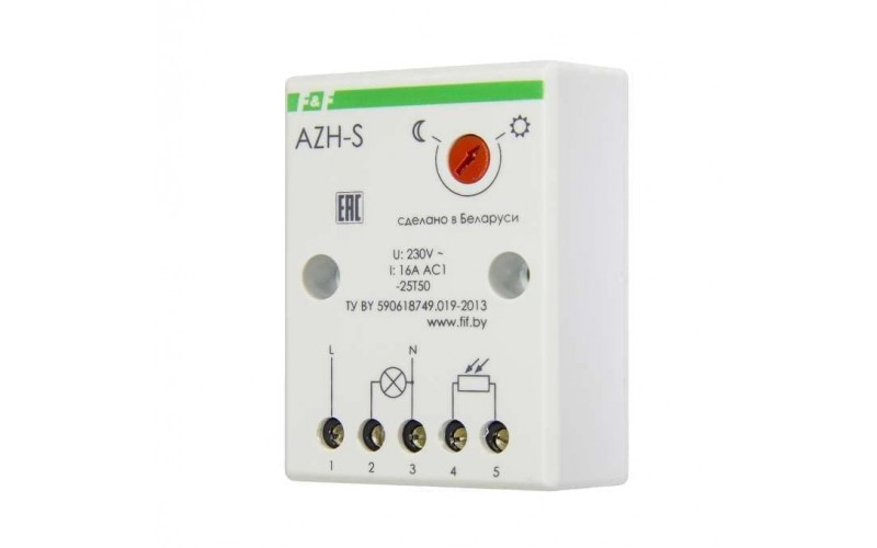 Фотореле AZH-S (выносной фотодатчик IP-65 монтаж на плоскость 230В 16А 1НО IP20)