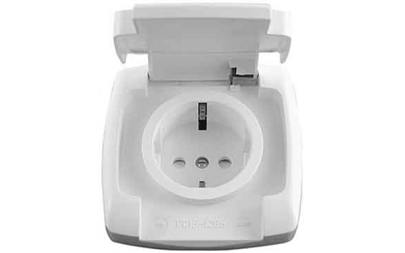 Розетка Рондо 1 СП РС16-126Б IP44 евро бел.з/ш с/з