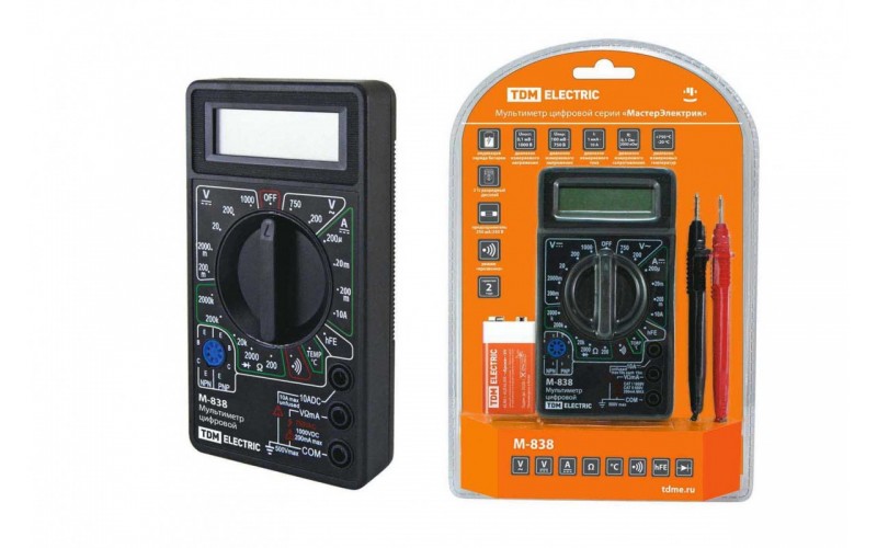 Мультиметр цифровой "МастерЭлектрик" М-838 TDM SQ1005-0003