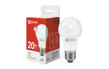 Лампа IN HOME LED-A60-VC 20Вт 230В E27 6500К 1800лм