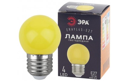 Лампа светодиодная ERAYL45-E27 Р45 1В шар жел. E27 4SMD для белт-лайт ЭРА Б0049576