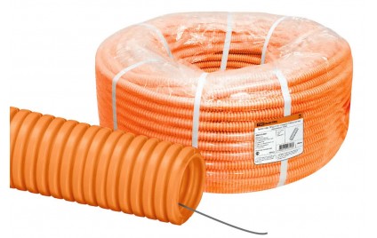 Труба ПНД гофр. d 16 с зондом (100 м) легкая оранжевая TDM SQ0413-0011