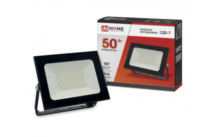 Прожектор СДО-7 50Вт 230В 6500К IP65 черн. IN HOME (1414385)