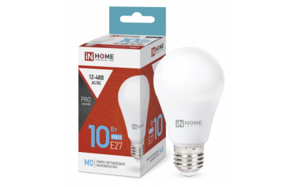 Лампа LED-МО-PRO 10Вт 12-48В Е27 6500К 800Лм низковольтная IN HOME (1583470)