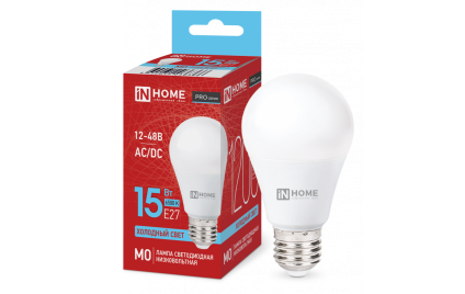 Лампа LED-MO-PRO 15Вт груш. 6500К холод. бел. E27 1200лм 12-48В IN HOME 4690612036366 (1645302) Лампа LED-MO-PRO 15Вт груш. 6500К холод. бел. E27 1200лм 12-48В IN HOME 4690612036366 (1645302)