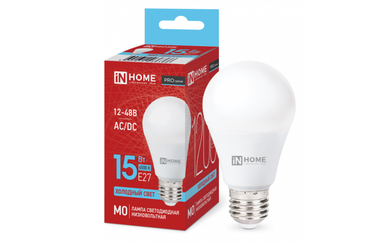 Лампа LED-MO-PRO 15Вт груш. 6500К холод. бел. E27 1200лм 12-48В IN HOME 4690612036366 (1645302)