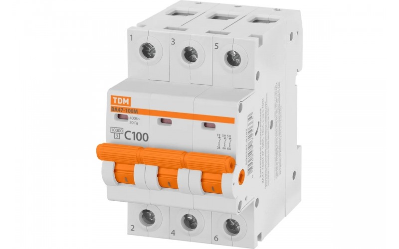 Выключатель авт.TDM ВА 47-100М 3Р 100А 10кА С SQ0207-0107