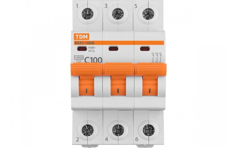 Выключатель авт.TDM ВА 47-100М 3Р 100А 10кА С SQ0207-0107