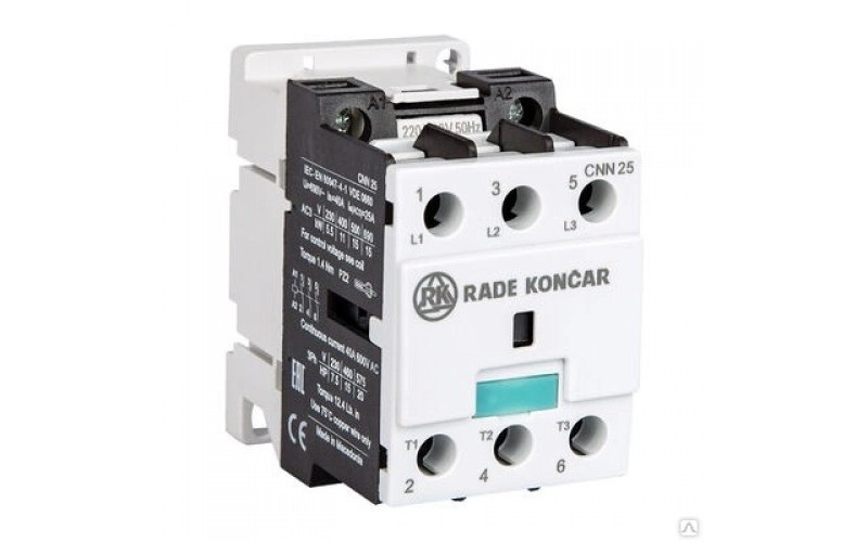 Контактор CNN 9 10 220/230V 50Hz, 3P, 9A/(25A по AC-1), 4.5kW(400VAC) 220/230VAC, 1NO