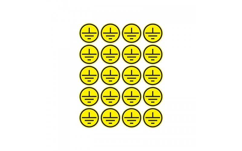 Наклейка "Заземление" d20мм (20шт на листе)