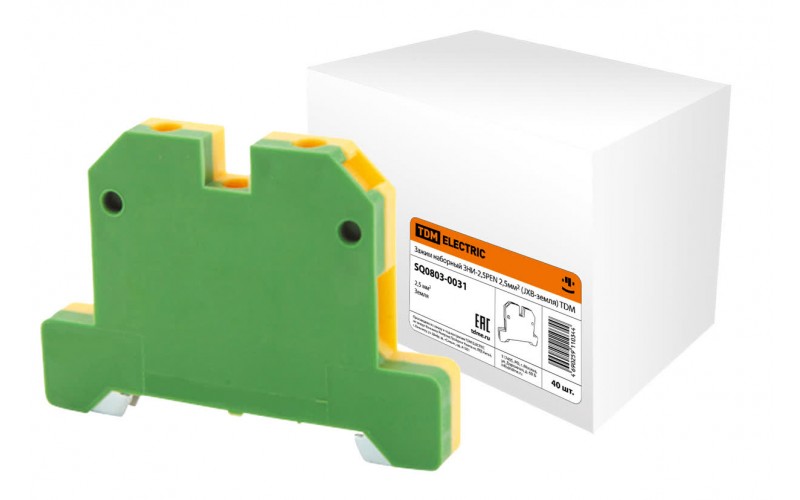 Зажим наборный ЗНИ-2,5PEN 2,5мм2 (JXB-земля) TDM SQ0803-0031