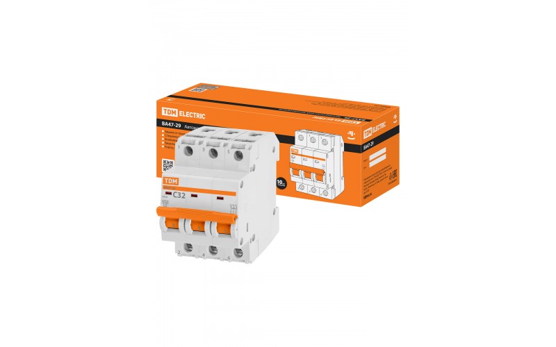 Выключатель авт.TDM ВА 47-29 32А/3П 4,5кА х-ка С SQ0206-0112