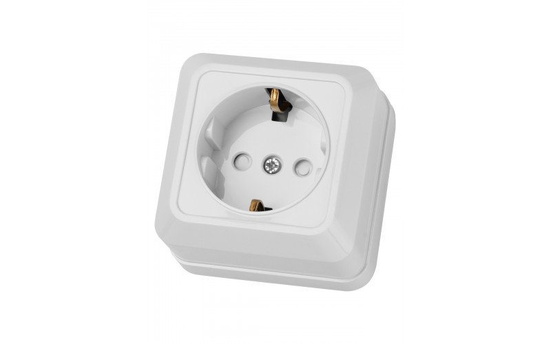 Розетка 1м 2П открытой установки IP20 16А,з/ш,белая "Ладога" TDM SQ1801-0060