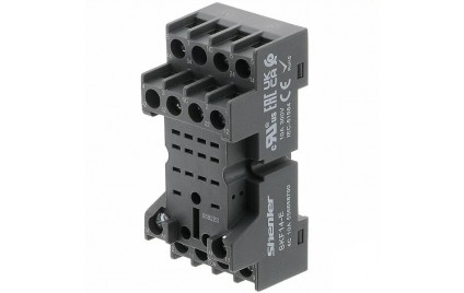 Цоколь SRU08-E 10A(300V), винт.зажим, черный, на рейку DIN35/панель,для RFT2CO,46.52,G2R-2,KRI2
