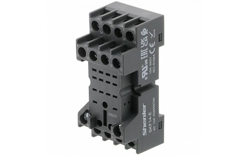 Цоколь SRU08-E 10A(300V), винт.зажим, черный, на рейку DIN35/панель,для RFT2CO,46.52,G2R-2,KRI2
