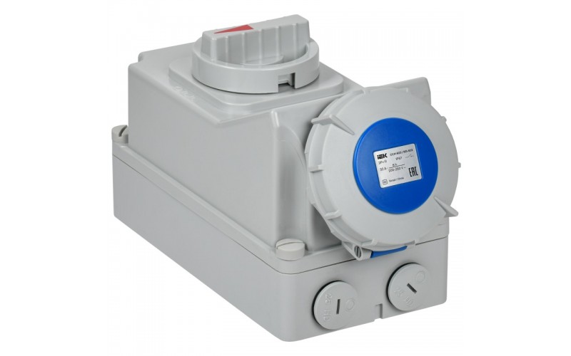 Розетка н/у 32А 220В 2Р+РЕ IP67 с мех. блокировкой ССИ-823 IEK PSR11-032-3-5-67 (1938714)