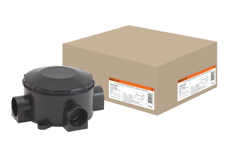 Коробка распаячная ОП 80х35мм, IP42, 3-х рожковая, черная TDM SQ1401-4044