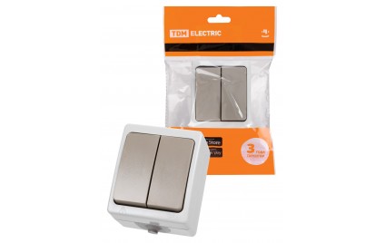 Выкл. 2-кл. открытой установки IP54 10А серый "Вуокса" TDM SQ1803-0002 Выкл. 2-кл. открытой установки IP54 10А серый "Вуокса" TDM SQ1803-0002