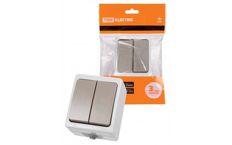 Выкл. 2-кл. открытой установки IP54 10А серый "Вуокса" TDM SQ1803-0002 Выкл. 2-кл. открытой установки IP54 10А серый "Вуокса" TDM SQ1803-0002