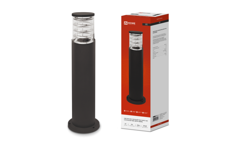 Светильник НБУ ART-PT-A60-BL E27 IP54 600мм уличн. напол. под лампу A60 алюм. черн. IN HOME 1771429