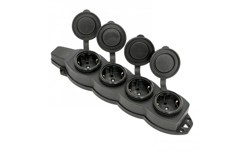 Колодка 4-м 16А IP44 2P+PE 230В с защ. крышками каучук Basic EKF RPS-020-16-230-44 1248546