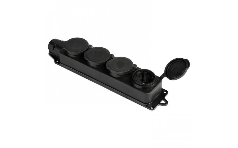 Колодка 4-м 16А IP44 2P+PE 230В с защ. крышками каучук Basic EKF RPS-020-16-230-44 1248546