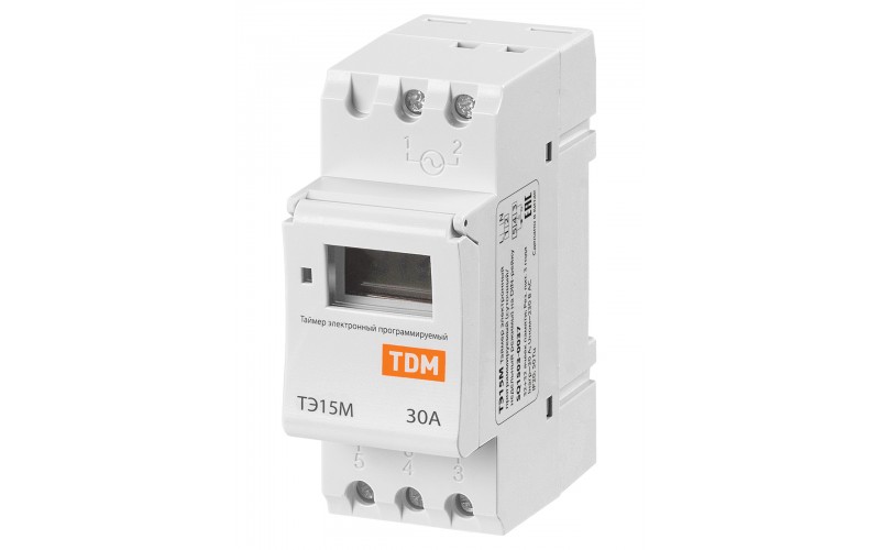 Таймер электронный на din-рейку ТЭ15-1мин/7дн-32on/off-30A-DIN TDM SQ1503-0037