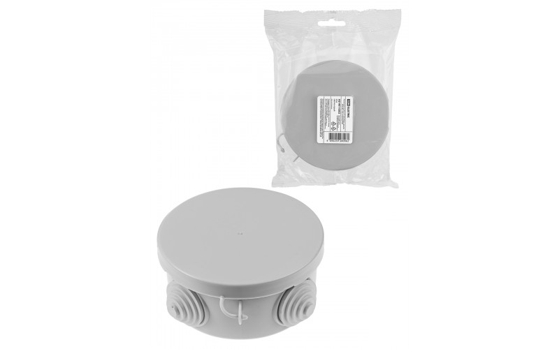 Коробка распаячная ОП 85х40мм, крышка, IP54, 4вх., инд.штрихкод серая TDM SQ1401-0502