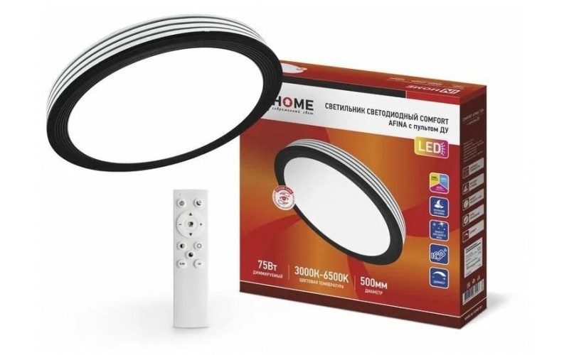 Светильник COMFORT AFINA 75Вт 3000-6500К 6000лм 230В 490х90мм с ДУ IN HOME 1482060