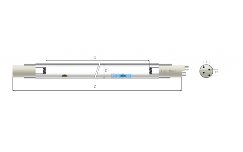 Лампа амальгамная LightBest GPHVA 400T10L STEP 155W 5A 