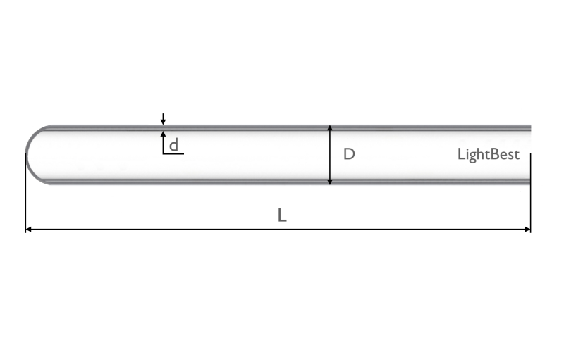 Кварцевая колба LightBest 42x2x1250 откр/закр 