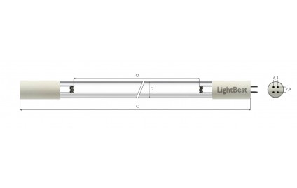 Лампа бактерицидная LightBest GPH 436T5L/4 21W 0,425A 