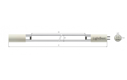 Лампа бактерицидная LightBest GHO 1148T5L/4 HO 120W 0,8A 