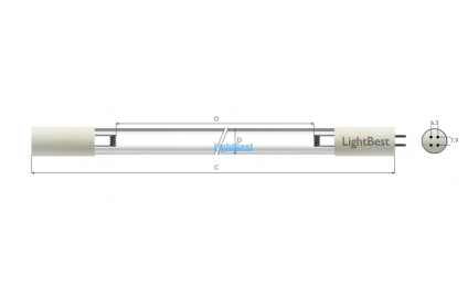 Лампа бактерицидная озонообразующая LightBest GPH 843T5L/4 HO 75W 0,8А VH