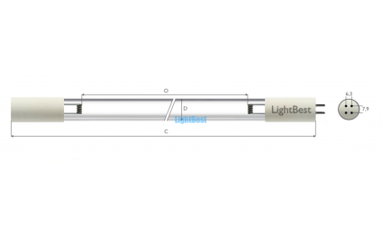 Лампа бактерицидная LightBest GHO 846T5L/4 90W 0,8A