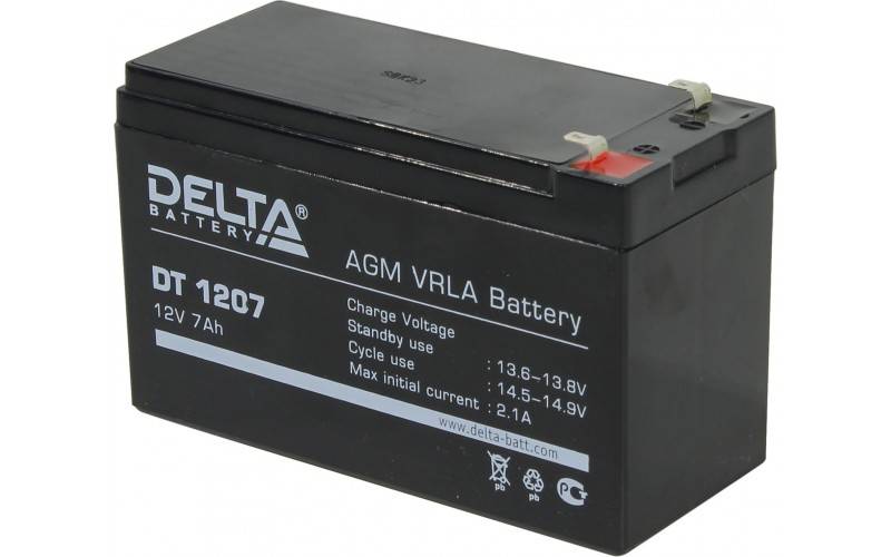 Аккумуляторная батарея 12В 7А.ч (152х65х100) Delta DT 1207
