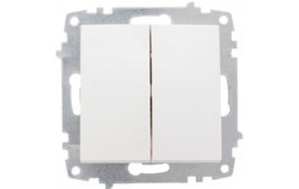 Выкл.2СП Милан 2-клавишный СП 10А белый (механизм)EKF Simple 