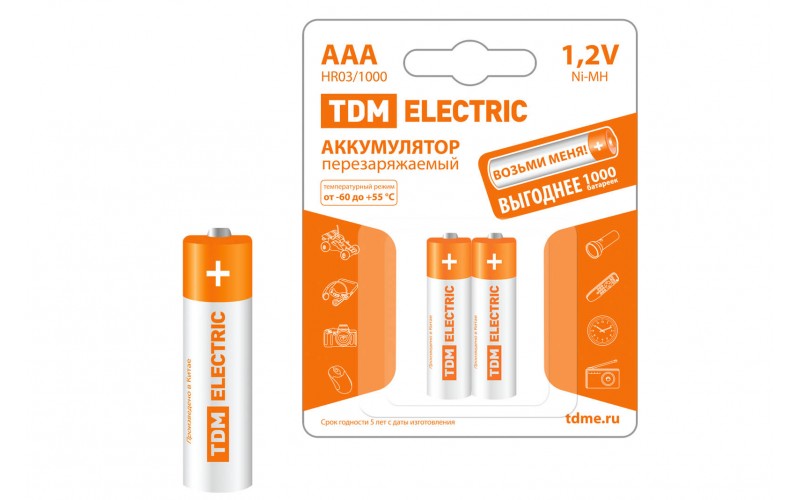 Аккумулятор AAA-1000 mAh Ni-MH BP-2 TDM