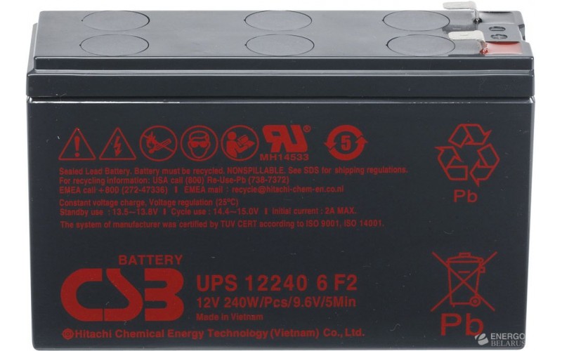 Аккумуляторная батарея CSB UPS 12240 6F2 12V/5Ah Slim