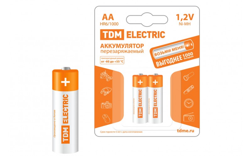 Аккумулятор AA-1000мА.ч Ni-Mh BР-2 TDM