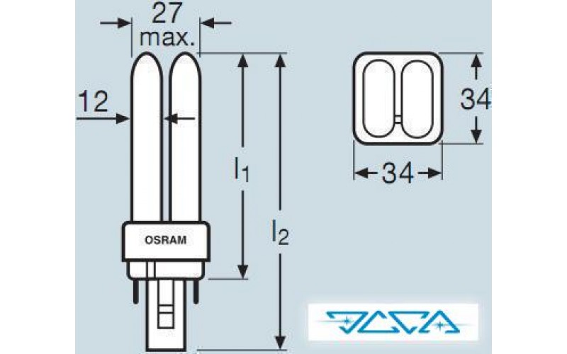 Лампа люминесцентная компактная Osram DULUX D 13 W/830