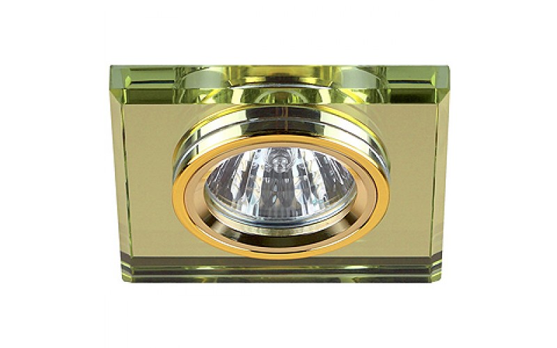 DK8 GD/YL Светильник ЭРА декор стекло квадрат MR16,12V/220V, 50W, золото/зеркальный желтый (50)