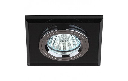DK8 CH/BK Светильник ЭРА декор стекло квадрат MR16,12V/220V, 50W, хром/черный (50/2100)