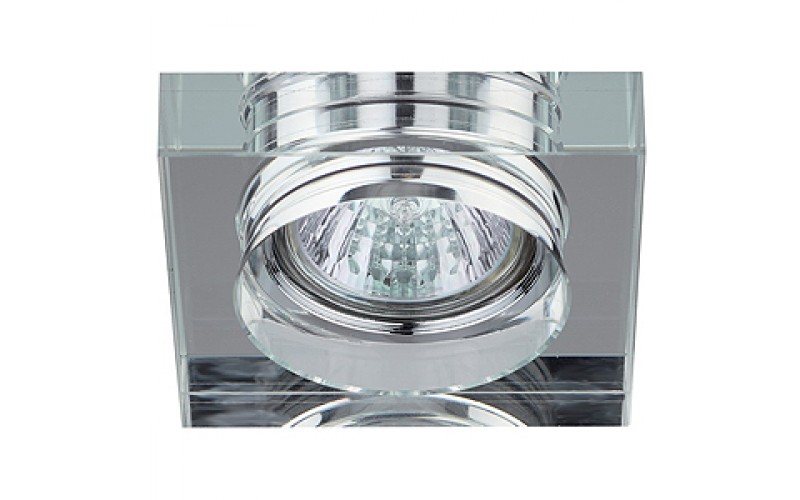 DK28 CH/WH Светильник ЭРА декор квадрат «толстое стекло» MR16,12V/220V, 50W, хром/прозрачный (3/30/
