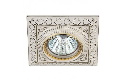 KL47 WH/GD Светильник ЭРА квадратный «вензель» MR16,12V/220V, 50W белый/золото (5/50/1500)