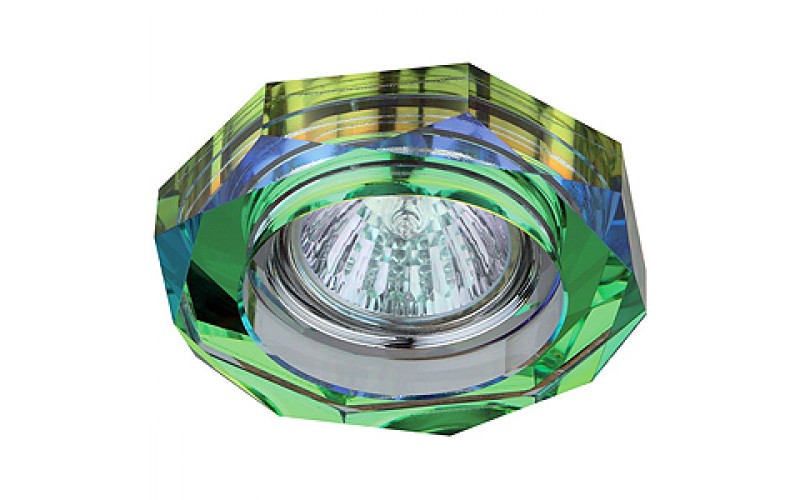 DK6 CH/MIX Светильник ЭРА декор стекло объемный многогранник MR16,12V/220V, 50W, GU5,3 хром/мульти (